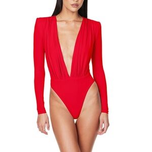 Nookie Dasha Red Plunge Bodysuit - Small nwot